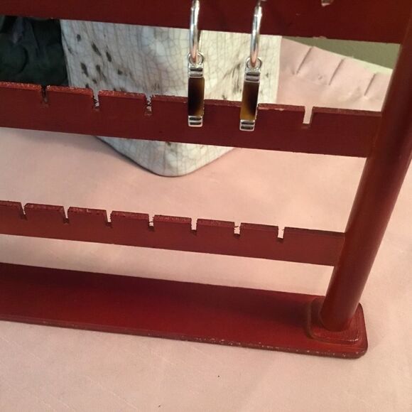 Silvertone Hoop Charm Earrings - Picture 2 of 6